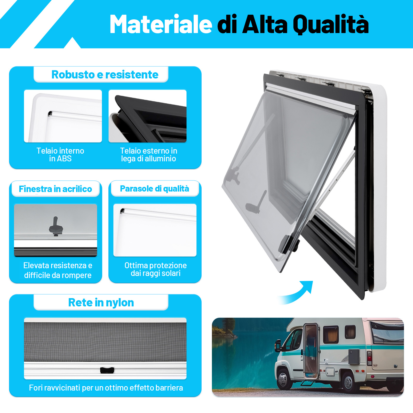 Parete Laterale Eurotrail Per Tettuccio Roulotte – Universale, Senza Finestra, 212x180 Cm, Grigio
