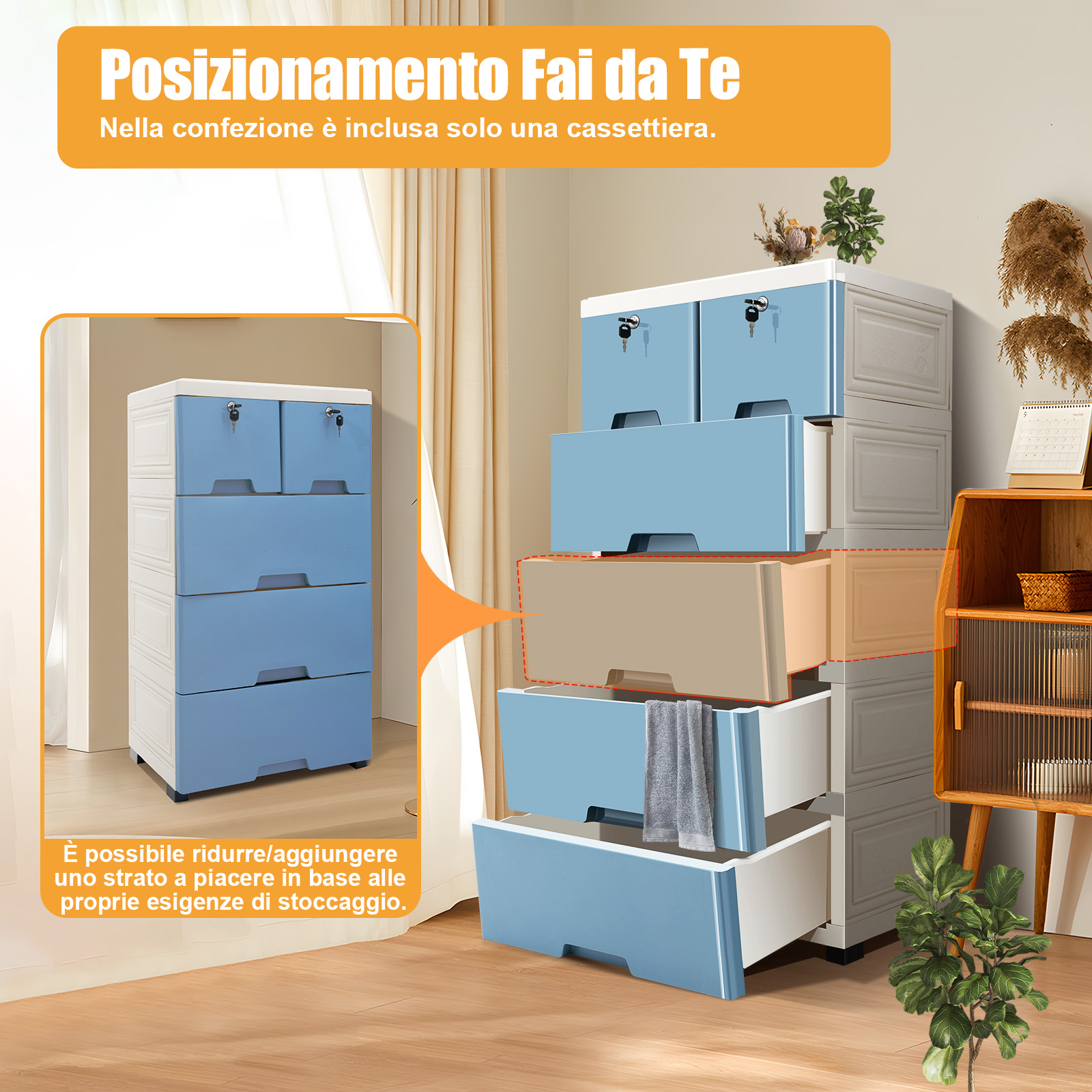 Armadietto Portaoggetti 4 Cassetti In Plastica – 35x26x57 Cm Con Ruote – Per Camera, Ufficio, Soggiorno - 6